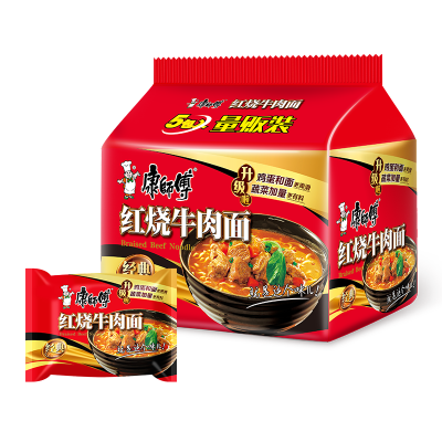 康师傅方便面红烧香辣牛肉面香菇炖鸡鲜虾鱼板番茄鸡蛋酸菜泡面经典香辣袋装泡面