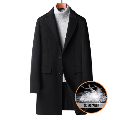 秋冬新款100羊毛戗驳领双面呢大衣男中长款羽绒脱卸内胆羊毛外套_1