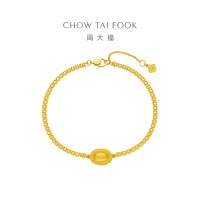 周大福 流金岁月系列 小宝石 复古足金黄金手链(工费:820计价)F233469