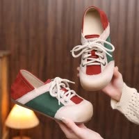 头层牛皮单鞋女2026春季新款平底真皮内增高系带舒适百搭休闲鞋