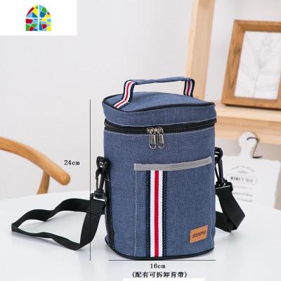 封后圆形保温桶饭盒袋套加厚铝箔早餐带饭兜碗手提包时尚饭盒便当盒 #0902筒方包16x16x24cm1.6L或1.8L保