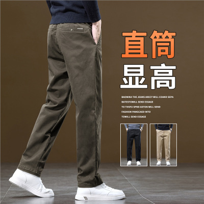 秋季新款休闲裤男士修身直筒裤百搭商务男裤宽松春秋长裤子男_1