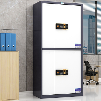 臻远电子保密柜密码柜档案柜资料柜钢制密码锁保密 灰白套色通双节指纹锁保密柜