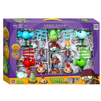 正版植物大战僵尸玩具全套2可发射套装儿童男孩豌豆射手巨人疆尸寒冰射手软胶仙人掌海盗船 声光版10件套