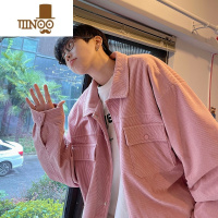 YANXU粉色衬衫男生2023痞帅潮流日系港风慵懒衬衣灯芯绒夹克外套
