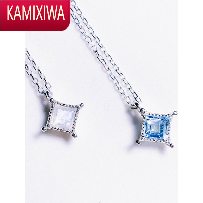 kamixiwa设计四角形星星吊坠项链银色气质项链颈链母亲节礼物女