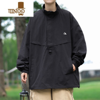 YANXU日系户外冲锋衣外套男半拉链宽松痞帅潮牌立领套头夹克上衣