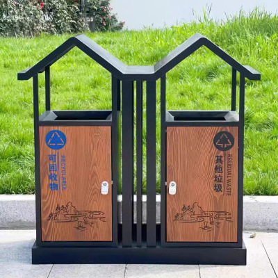 匹牧商用户外特色垃圾桶二分类棕黑色81L二分类单位:个