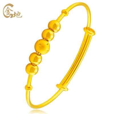 金地珠宝光珠足金宝宝黄金手镯BB镯可爱婴儿手环足金儿童手镯宝宝周岁生日礼物