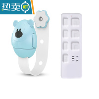 显彩抽屉锁儿童安全锁按钮防夹手婴儿宝宝防护开锁扣冰箱门柜子柜门锁 乐辰蓝(10个长锁+24个插座保护盖)房门安全扣