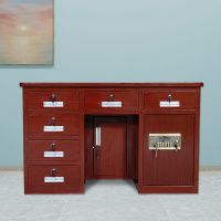 初嘉 CJ全钢制保险桌密码保险桌收银财务桌1.2m木纹六斗电子锁