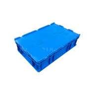 翌嘉YJ4121749 可堆式物流箱塑料周转箱塑料储物箱 翻盖蓝色 600*400*148