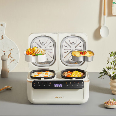 小熊(Bear)双胆电饭煲 电饭锅 2+2L微压多功能3-4人家用分控煲汤柴火饭智能预约迷你小型 DFB-Q40T5