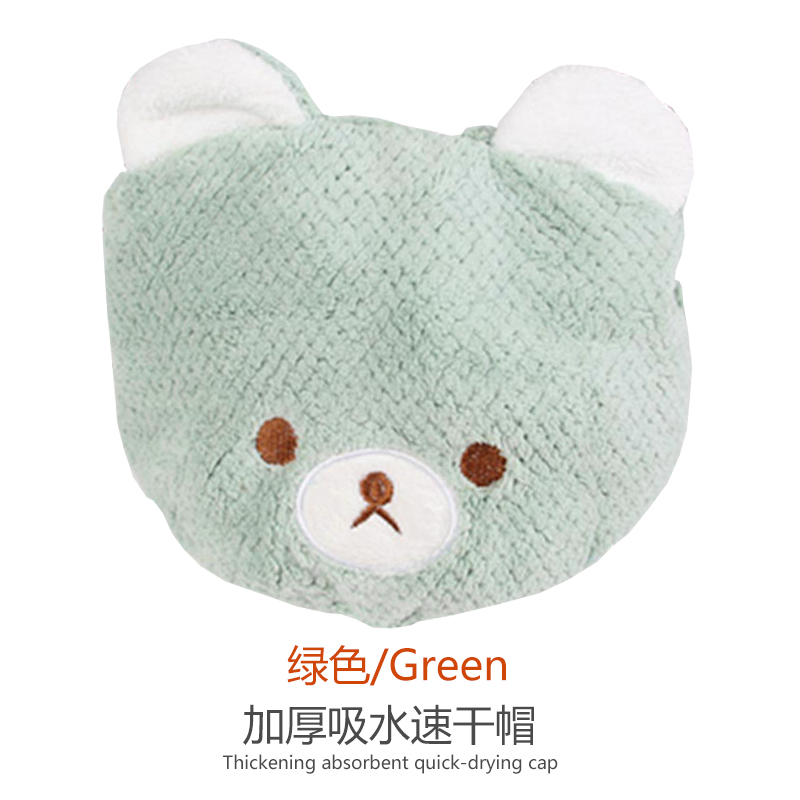 儿童珊瑚绒女童浴帽速干吸水柔软可爱公主宝宝卡通小熊浴帽 三维工匠 浅紫色+卡其色干发帽/干发巾