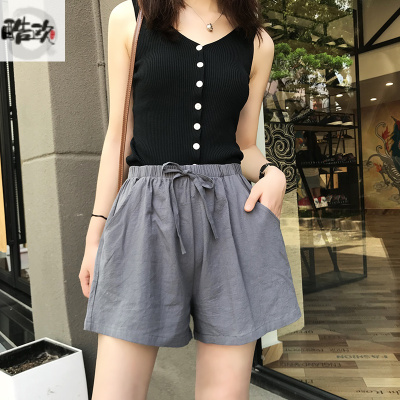 专注品质-休闲短裤女大码阔腿裤居家沙滩热裤夏季宽松高腰运动五分裤子运动中裤短裤娇卡朵