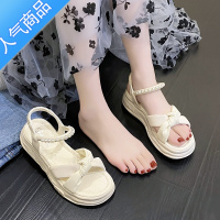 SUNTEK凉鞋女夏季2023年新款外穿平底法式时尚百搭厚底软底露趾学生鞋