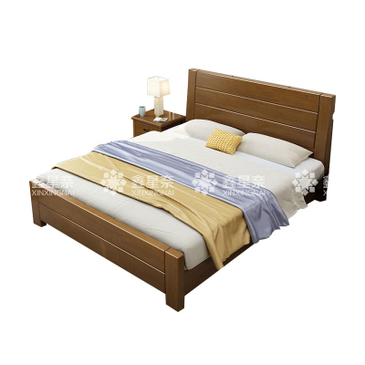 鑫星奈XXN4012005 胡桃色实木床单人床宿舍公寓床 1.5米床含1个床头柜