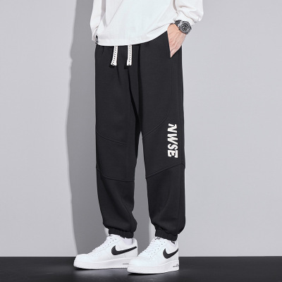 男士春秋款新款休闲裤宽松加肥加大肥佬美式潮牌运动针织卫裤
