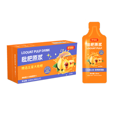 鲜绿园枇杷原浆原榨果汁精选五星大枇杷30ml*7袋