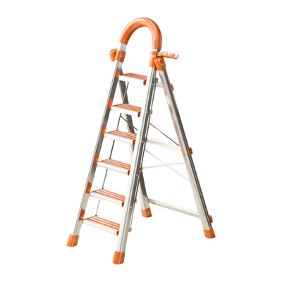 臻远 ZY-T147多功能梯子家用折叠梯室内踏板楼梯 橙色六步梯