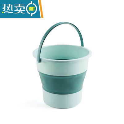 敬平折叠水桶便携式旅行车用车载钓鱼桶家用大容量洗澡泡脚桶加厚塑料 中号绿色