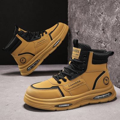 秋冬时尚高帮休闲马丁靴男士工装机车鞋户外防滑厚底潮男鞋