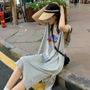新款韩版女装背心T恤长裙女原宿风学生上衣女夏季背心连衣裙