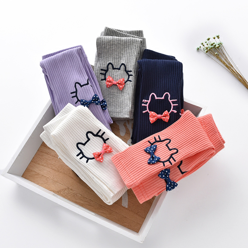 女童蝴蝶结打底裤2018春装新款宝宝裤子女孩修身百搭长裤