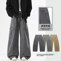 美式复古色布休闲裤男宽松cleanfi阔腿垂感立体剪裁男牛仔裤