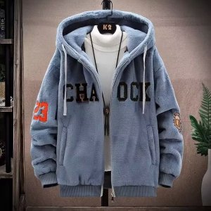 国潮羊羔绒加厚保暖刺绣卫衣男士宽松版拉链情侣连帽外套_1