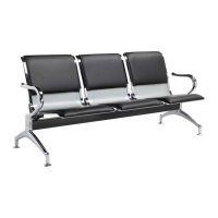 迅众 三人位连排椅PU皮垫 办公家具机场椅长排椅连排椅银行医院等候椅休闲公共座椅