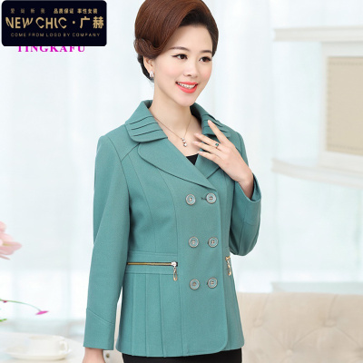 广赫中年女春装外套40-50岁女士西服薄款长袖妈妈小西装短款春秋上衣夹克