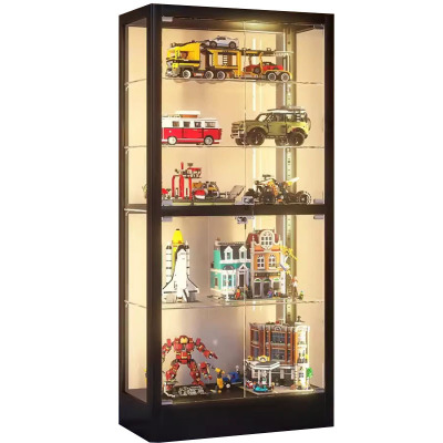 锦北 透明展柜手办展示柜带灯玻璃柜模型陈列柜双门五层1000*400*2000