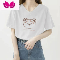 七斓2022夏季新款女士大码宽松短袖T恤女宽松垂感时尚打底衫正肩上衣