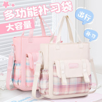 韩版托特包女格子款小清新校园学生上课单肩斜挎逛街女背包