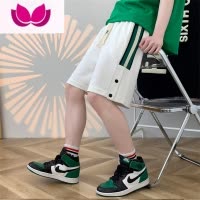 七斓美式排扣短裤男夏季高街潮牌宽松休闲直筒vibe篮球运动裤五分中裤