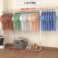 不锈钢晾晒架子挂衣服落地家用阳台简易卧室折叠室内凉衣架 三维工匠 经典款1.2米[加粗加厚不锈钢]可伸缩-无轮 1个