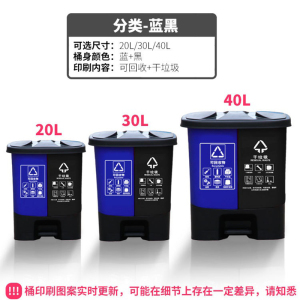 君佰益 分类脚踏式垃圾桶 20L 蓝黑