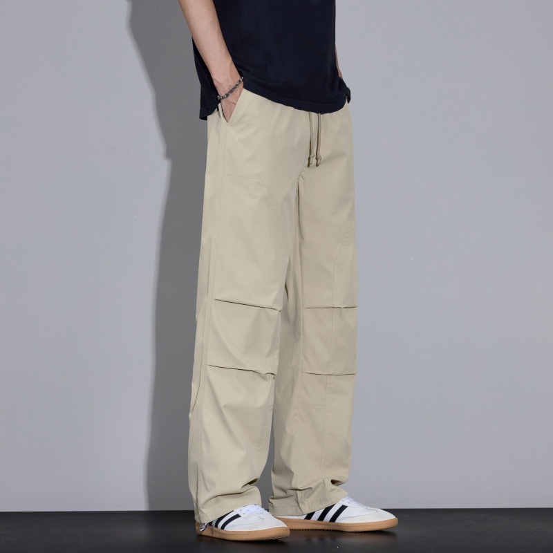 直筒阔腿裤长裤潮流休闲裤男士大口袋工装裤男生紧腰薄款春夏时尚