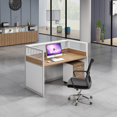 绵冠 职员办公桌现代简约屏风桌 1000*600*750mm 单人位 含活动柜