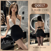 九里晴川内衣挂脖露背连衣裙性感显瘦透视调情免脱女成人用品 Q0017 均码
