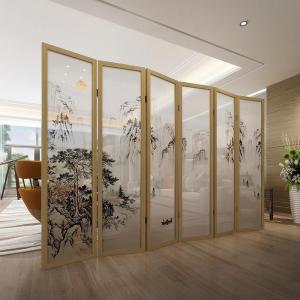 森美人中式复古山水屏风折叠客厅隔断墙卧室实木布艺移动风水小公寓折屏
