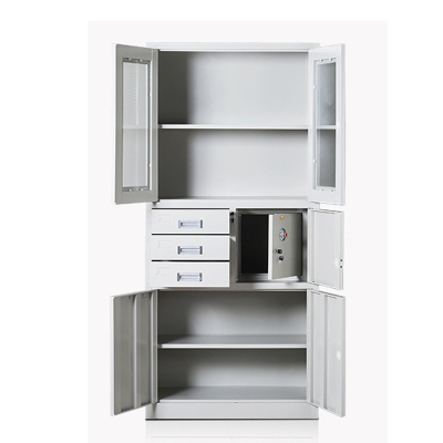 富和美偏三斗内保文件柜铁皮柜大器械柜档案柜办公资料柜铁柜子员工柜办公柜储物柜加厚款850L*390W*1800H