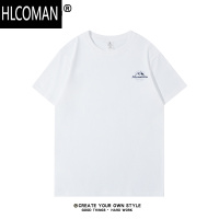 HLCOMAN设计款印花短袖t恤男装潮白色内搭新款宽松体恤长袖打底衫