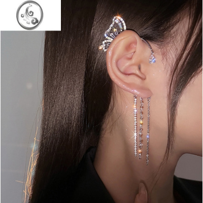 JiMi精灵耳蝴蝶流苏耳挂女2023年新款超仙气无耳洞耳夹轻奢显脸小耳饰