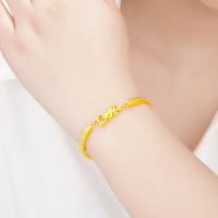 越南沙金1314手链女士镀999黄金双爱心手串七夕情人节送礼首饰女送女朋友老婆情人节七夕生日礼物