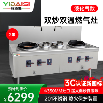意黛斯 商用燃气大锅灶 猛火灶商用单位学校食堂电磁猛火大炒锅饭店酒店 双头双尾 YDS-JDSSW20Y液化气食