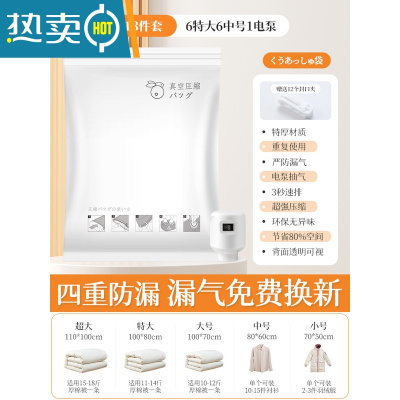 敬平抽真空压缩袋整理袋被子衣物专用收纳衣服器袋子家用棉被羽绒服 13件套[6特大100*80+6中号]+电泵1个 365