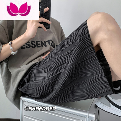 七斓波浪冰丝短裤男款夏季薄款速干沙滩大裤衩潮牌宽松大码休闲五分裤