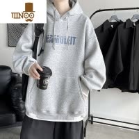 YANXU秋季字母印花oversize连帽卫衣男生ins情侣潮流百搭宽松外套